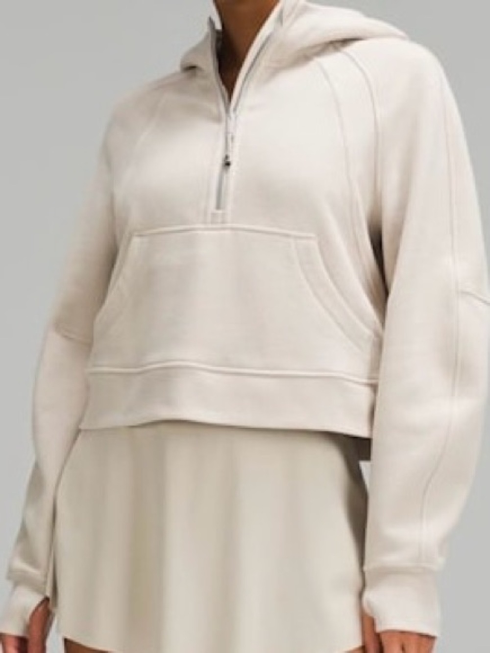 Lululemon Oversized Scuba Half Zip Hoodie Cream White M/L
